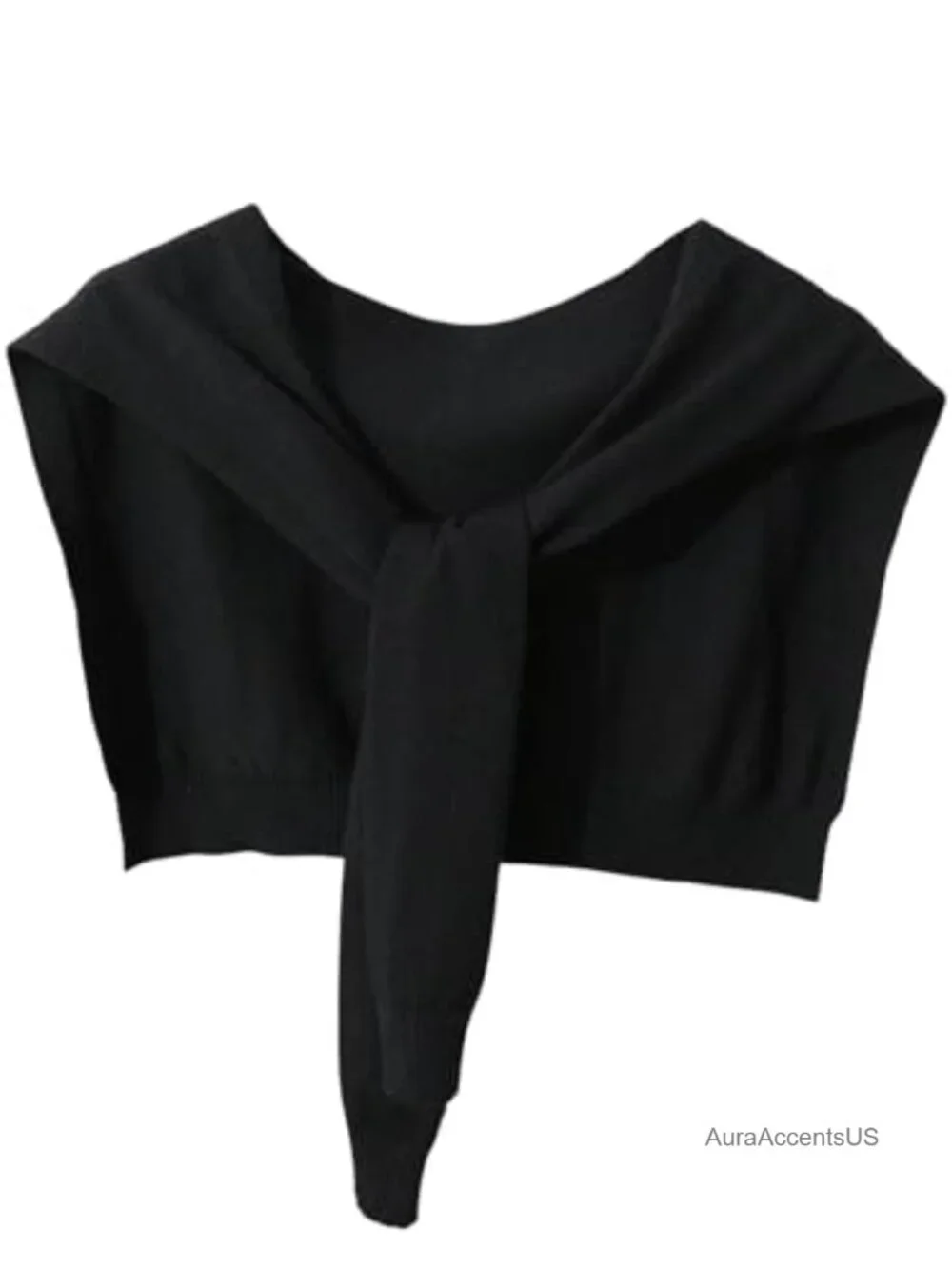 Womens Knitted Shawl Wrap Cape Striped Tie Front Lightweight